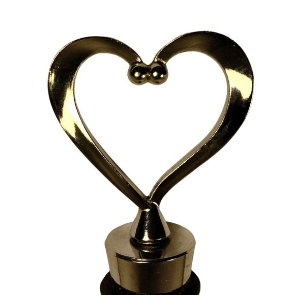 Heart Bottle Stopper Silver Metal Black Rubber Cork Wedding Valentine - Picture 2 of 4